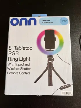 Onn 194346566570 8 Inch Tabletop Rgb Ring Light With Tripod Multicolor Led Wireless Shutter Remote