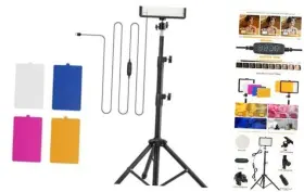 Ds-led001-bk Opking Photography Lighting Kit With 4 Color Filters Dimmable 5600k Usb Led Studio