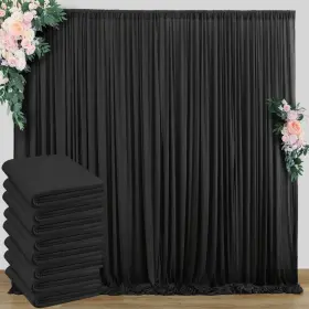 Outpain 785104047204 40 Ft X 10 Wrinkle Free Black Backdrop Curtain For Parties 8 Panels 10ft