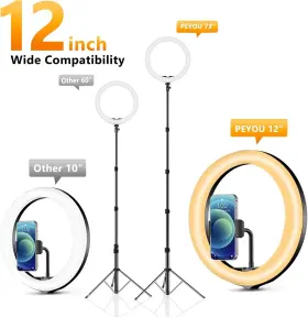 118-0102-01 Peyou 12 Inch Selfie Ring Light With 73 Extendable Tripod Stand Desk #3