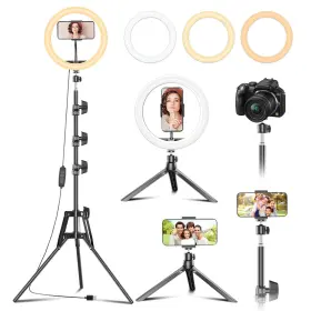 118-0104-01 Peyou 12 Inch Ring Light With 60 Extendable Tripod Stand Desk And 2 Phon