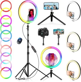 Peyou 744759425928 12 Inch Selfie Ring Light With 73 Extendable Tripod Stand Desk Lights