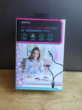 Photive 810047222019 New 3.5 Inch Selfie Ring Light With 26 Gooseneck Stand Universal Fit #3