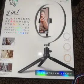 Pink Sky 191205506302 3 In 1 Multimedia Streaming Studio Kit 10 Inch Led Ring Light