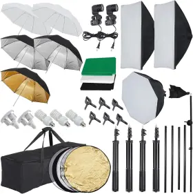 Pioneerworks 805111211529 Photography Studio Lighting Softbox Photo Light Muslin Backdrop Stand Kit New #2