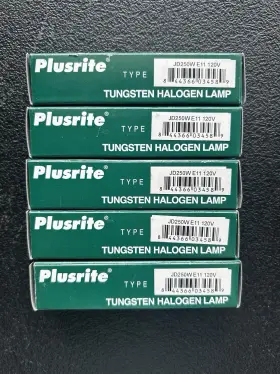 Jd250w Plusrite 844366034589 E11 120v Tungsten Halogen Lamp - New Lot Of 5 Bulbs In Box