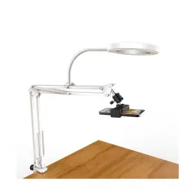 Pozliv 799513841926 White Overhead Camera Mount With Ring Light Desk Flexible Articulating Phone