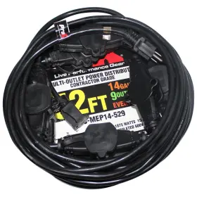 Xc-mep14-529 Prox Prxcmep14529 52ft 125v Male To 9 Socket Female Power Cord Outlet 14/3