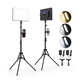 Q-p13dc-1.6m Qeuooiy Led Video Light Panel Lighting Kit 2-pack Bi-color Photography
