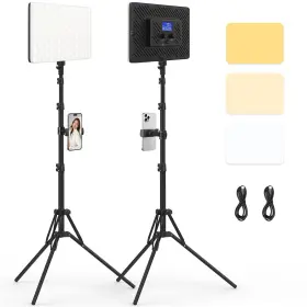 Q-p13s-1.6m Qeuooiy 2 Packs Led Video Light With 63 Inch Tripod Stand 20w Bi-color Photograp
