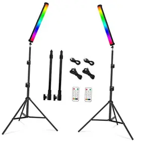 Q-rgb-bangdeng-1.8m-2pcs Qeuooiy Rgb Led Video Light Stick Wand With Stand 360 Full Color 2500-9500k