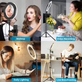 Qiaya 972151160558 Ring Light With Stand And Phone Holder 50 Inch Tripod Remote Compatible Wit #3