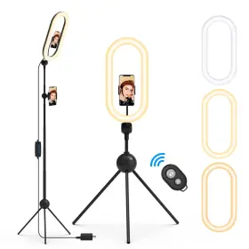Qiaya 972151160565 Ring Light With Stand And Phone Holder 14 Inch Selfie Lights 77 Tall Tripod Wit