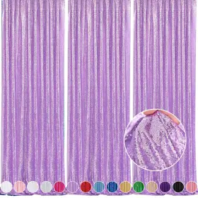 Queendream 768351641494 Sequin Backdrop Curtains 2x8ft Glitter Photo Background Lavender