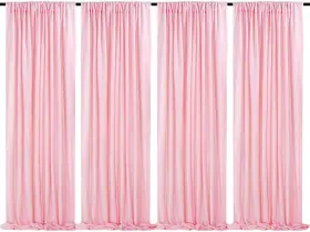 Queendream 768553153689 Sequin Backdrop Drapes 4 Panels 2ftx8ft Glitter Curtains Pink