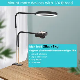 Rafoda 791126977146 Overhead Tripod With Ring Light Desk Camera Mount Flexible Arm Bendabl #2