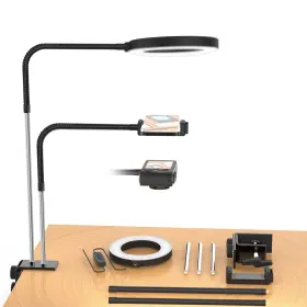 Rafoda 791126977146 Overhead Tripod With Ring Light Desk Camera Mount Flexible Arm Bendabl