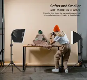 Raleno 810112231557 16x16 Softbox Lighting Kit 2 Studio Lights 5500k Led Video And Photo Shooting