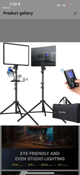 Pv-s300 Raleno 45w Led Studio Lighting Kit 2 Panel Lights Adjustable Color Temp Remo