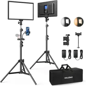 Vl-s192k Raleno 2 Packs Led Video Light And 75inches Stand Lighting Kit Cri 95 Photography Lig