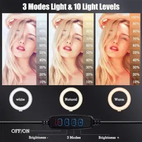 Ri-01 Rieomn Ring Light With Stand Phone Holder - 10ftft Desktop Led Circle For Laptop #2
