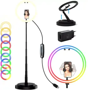 Colrgb12 S. Bower Inc 636980880051 12 Inch Rgb Ring Light Foldable With Ul Certified Adapter 21-67 32 Colors