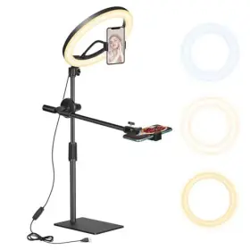 Saikkl 789548884456 Desk Ring Light With Stand 6000k For Photos Live Streaming Video Recording Makeu