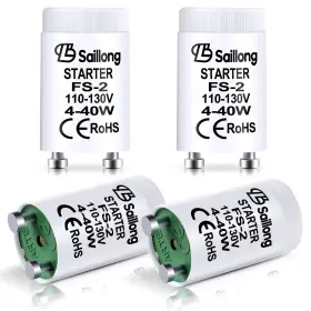 B0cksq2g13 Saillong 4 Pack White Fluorescent Starter For Use With 4-40w Preheat