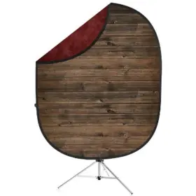 Savage 731409041423 5x7ft Collapsible Backdrop With 8ft Aluminum Stand Red/rustic Planks