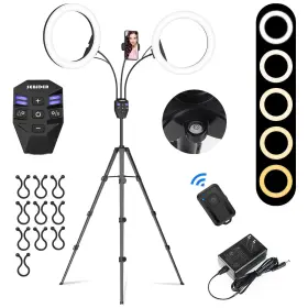 Sebider 769256197000 Dual 10 Inch Led Ring Light With Tripod Stand And Phone Holder Selfie Circle
