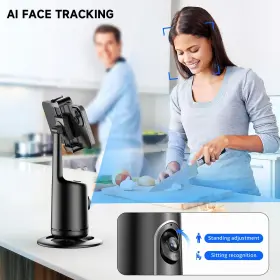 Selfieshow 614162255767 Auto Face Tracking Tripod With 2 Selfie Ring Light 360 Rotation Body P #3