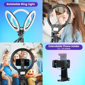 Sensyne 762704433866 10ftft Rgb Ring Light With 50ftft Extendable Tripod Stand 10-inch #3