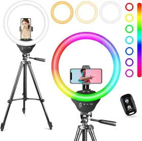 Sensyne 762704433866 10ftft Rgb Ring Light With 50ftft Extendable Tripod Stand 10-inch