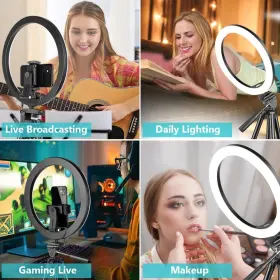 Sensyne 762704433873 12ftft Ring Light With 50ftft Extendable Tripod Stand Led Circle Lights #2