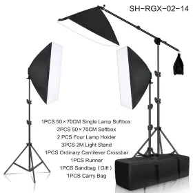 Sh-rgx-02-05 Sh Photo Studio Softbox Light Kit With E27 Bulb - Continuous 4 Lamp System