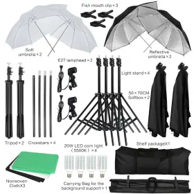 Sh-tz-35 Sh 2x3m Photography Lighting Kit With Softbox Umbrella Stand And Carry Bag