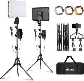 Shirtal 711181977554 12 Inch Led Video Light Kit 2-pack Photography Lighting 73 Height 2800-6500k Di