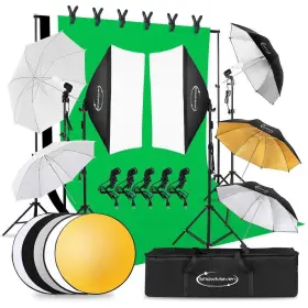 Showmaven 810158421509 Lighting Kit Photography 6.5ft X 10ft Background Support System And Umbrella