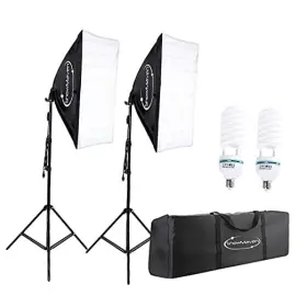 Sb4901 Showmaven Softbox Lighting Kit Studio Lights With 2 135w Bulbs 5500k Continuous