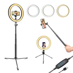 Shsy Lvsezm D&f-10 10 Inch Selfie Ring Light With Stand And 60 Stick 3 Color Adju