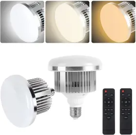 Skytex 729086944069 2pack 85w Photography Light Bulb 2700-6400k Dimmable Tricolor Led Bulbs Spira