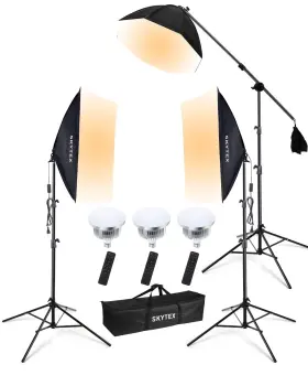 Led570-3 Skytex Softbox Lighting Kit 3pack 20x28in Soft Box 28in Octa 85w 2700-6400