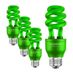 B019cx1urm Sleeklighting 13w Green Spiral Cfl Light Bulb 4-pack 120v E26 Ul Approved