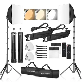 Slow Dolphin 738630654323 Photography Studio Softbox Lighting Kit With 16 Inch X16 And 3 Colors Tem