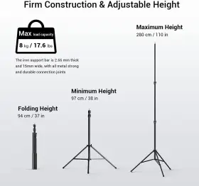 3736 Smallrig Photography Light Stand 110 Inch /9.2ft/280cm For Softbox Max Load 8kg #2