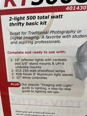 Kt500u Smith-victor 401430 Nib-smith-victor 500 Watt Photoflood Light Kit With Umbrellas #401430 #3