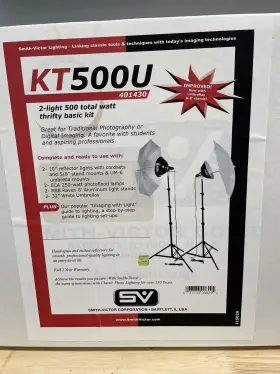Kt500u Smith-victor 401430 Nib-smith-victor 500 Watt Photoflood Light Kit With Umbrellas #401430