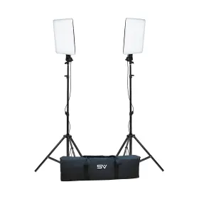 401619 Smith-victor Sv Slimpanel 800 Watt Daylight Led Two Light Kit With Stands And Bag