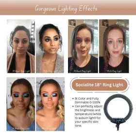 Socialite 691327199739 18 Inch Ring Light With Stand Ipad Mount Mirror Carry Bag And Remote - Dimmable #3