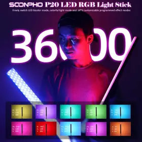 Soonpho 744173507460 P20 Rgb Led Video Light Wand Kit With 2-pack 4400mah Battery Handheld Photog #2